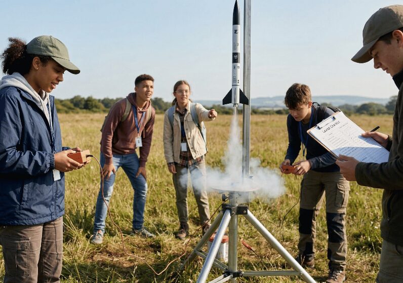 宇宙工学サマーキャンプで行われるロケット発射実験